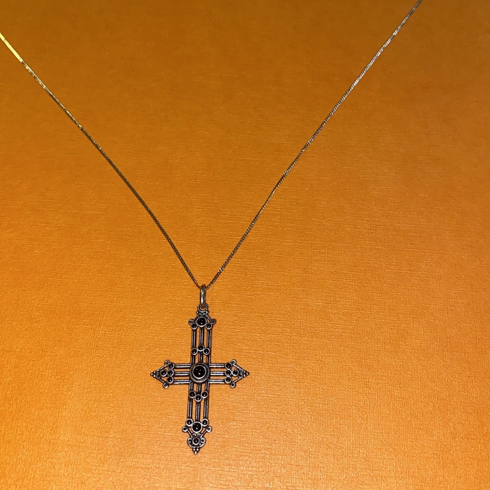 Saint Laurent Long Romantic Cross Charm Necklace in Metal 687161 - Picture 4 of 6